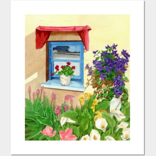 blue provencal window Posters and Art